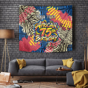 Personalized African 75th Birthday Tapestry Colorful Tribal Striped Heritage Art