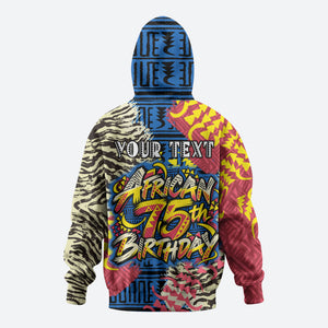 Personalized African 75th Birthday Zip Hoodie Colorful Tribal Striped Heritage Art