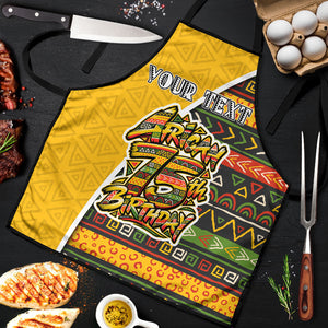 Personalized African 75th Birthday Apron Colorful Tribal Geometric Heritage Pattern