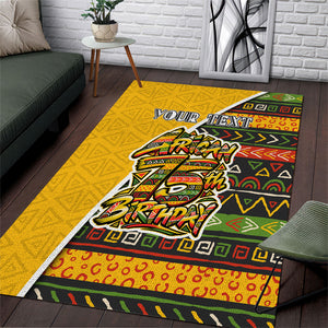 Personalized African 75th Birthday Area Rug Colorful Tribal Geometric Heritage Pattern