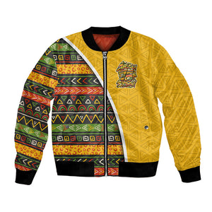 Personalized African 75th Birthday Bomber Jacket Colorful Tribal Geometric Heritage Pattern