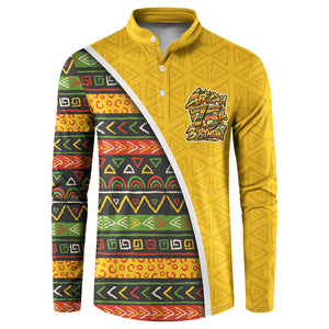 Personalized African 75th Birthday Button Sweatshirt Colorful Tribal Geometric Heritage Pattern