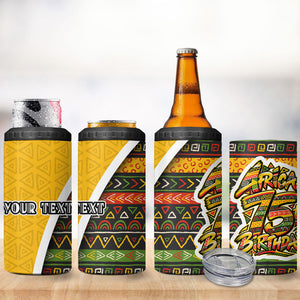 Personalized African 75th Birthday 4 in 1 Can Cooler Tumbler Colorful Tribal Geometric Heritage Pattern