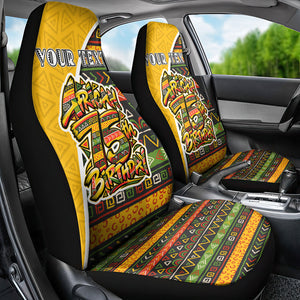 Personalized African 75th Birthday Car Seat Cover Colorful Tribal Geometric Heritage Pattern