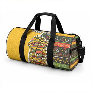 Personalized African 75th Birthday Duffle Bag Colorful Tribal Geometric Heritage Pattern