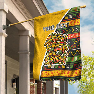Personalized African 75th Birthday Garden Flag Colorful Tribal Geometric Heritage Pattern
