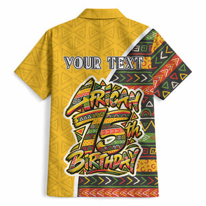 Personalized African 75th Birthday Hawaiian Shirt Colorful Tribal Geometric Heritage Pattern