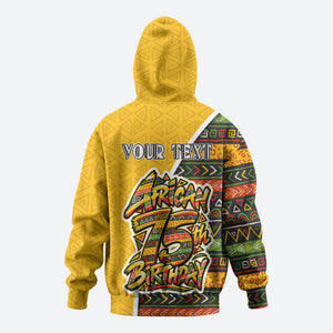Personalized African 75th Birthday Hoodie Colorful Tribal Geometric Heritage Pattern