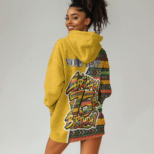 Personalized African 75th Birthday Hoodie Dress Colorful Tribal Geometric Heritage Pattern