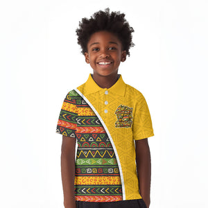 Personalized African 75th Birthday Kid Polo Shirt Colorful Tribal Geometric Heritage Pattern