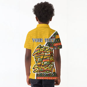 Personalized African 75th Birthday Kid Polo Shirt Colorful Tribal Geometric Heritage Pattern
