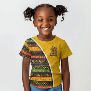 Personalized African 75th Birthday Kid T shirt Colorful Tribal Geometric Heritage Pattern
