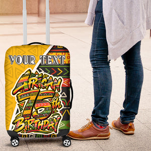Personalized African 75th Birthday Luggage Cover Colorful Tribal Geometric Heritage Pattern