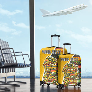 Personalized African 75th Birthday Luggage Cover Colorful Tribal Geometric Heritage Pattern