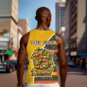 Personalized African 75th Birthday Men Tank Top Colorful Tribal Geometric Heritage Pattern
