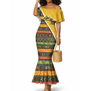 Personalized African 75th Birthday Mermaid Dress Colorful Tribal Geometric Heritage Pattern