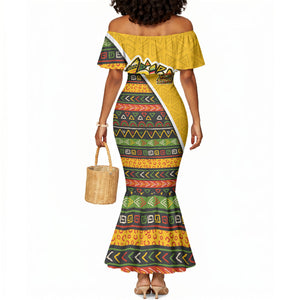 Personalized African 75th Birthday Mermaid Dress Colorful Tribal Geometric Heritage Pattern