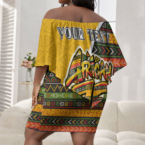 Personalized African 75th Birthday Off Shoulder Short Dress Colorful Tribal Geometric Heritage Pattern