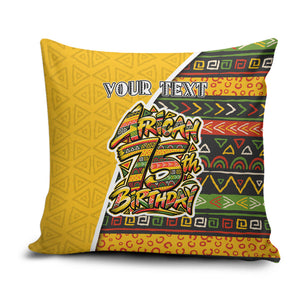 Personalized African 75th Birthday Pillow Cover Colorful Tribal Geometric Heritage Pattern