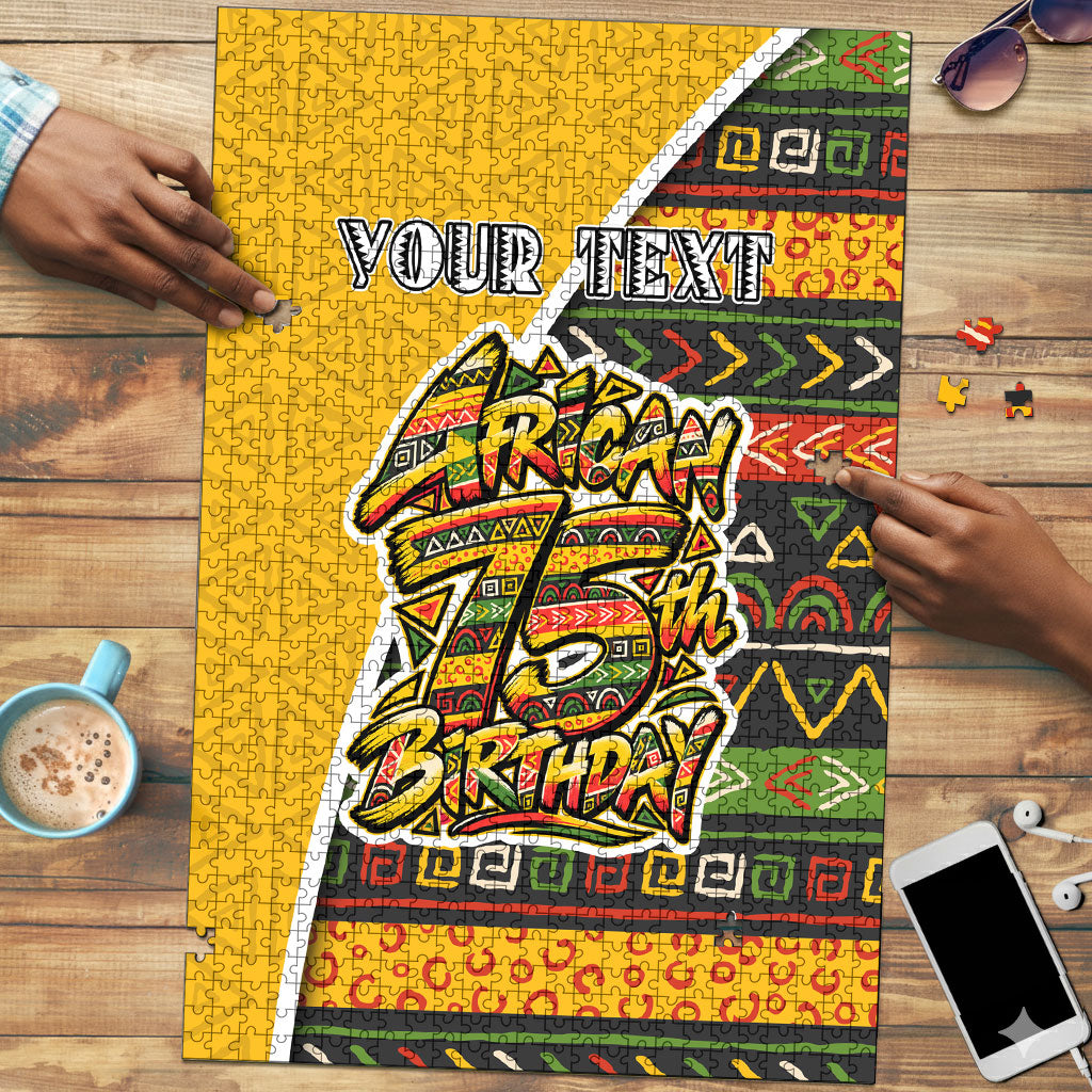 Personalized African 75th Birthday Puzzle Colorful Tribal Geometric Heritage Pattern