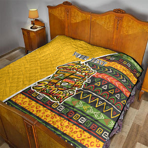 Personalized African 75th Birthday Quilt Colorful Tribal Geometric Heritage Pattern