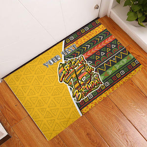 Personalized African 75th Birthday Rubber Doormat Colorful Tribal Geometric Heritage Pattern