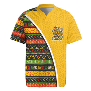 Personalized African 75th Birthday Rugby Jersey Colorful Tribal Geometric Heritage Pattern