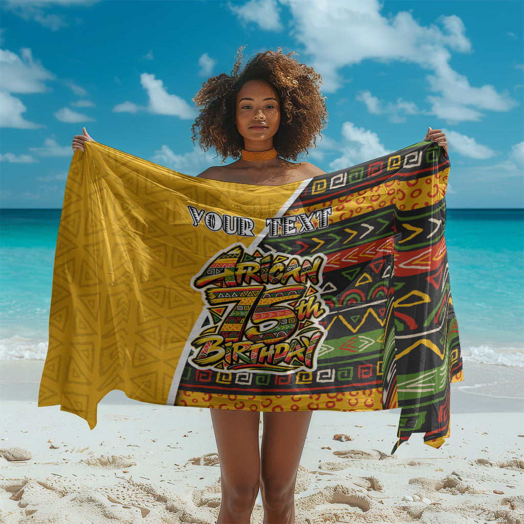 Personalized African 75th Birthday Sarong Colorful Tribal Geometric Heritage Pattern