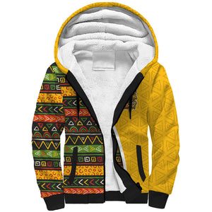 Personalized African 75th Birthday Sherpa Hoodie Colorful Tribal Geometric Heritage Pattern