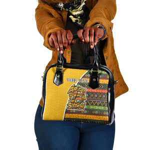 Personalized African 75th Birthday Shoulder Handbag Colorful Tribal Geometric Heritage Pattern