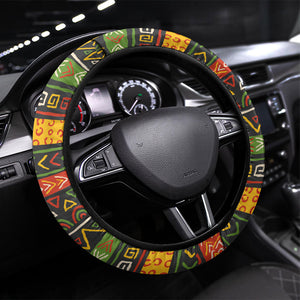 African 75th Birthday Steering Wheel Cover Colorful Tribal Geometric Heritage Pattern