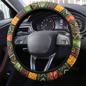 African 75th Birthday Steering Wheel Cover Colorful Tribal Geometric Heritage Pattern