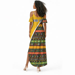 Personalized African 75th Birthday Summer Maxi Dress Colorful Tribal Geometric Heritage Pattern