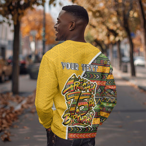 Personalized African 75th Birthday Sweatshirt Colorful Tribal Geometric Heritage Pattern