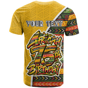 Personalized African 75th Birthday T shirt Colorful Tribal Geometric Heritage Pattern