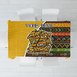 Personalized African 75th Birthday Tablecloth Colorful Tribal Geometric Heritage Pattern
