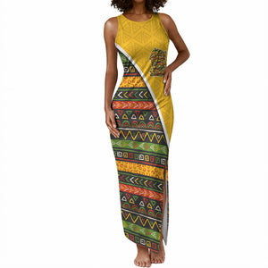 Personalized African 75th Birthday Tank Maxi Dress Colorful Tribal Geometric Heritage Pattern