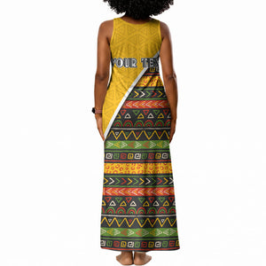Personalized African 75th Birthday Tank Maxi Dress Colorful Tribal Geometric Heritage Pattern