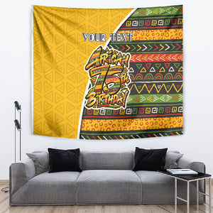 Personalized African 75th Birthday Tapestry Colorful Tribal Geometric Heritage Pattern