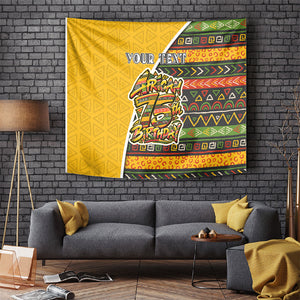 Personalized African 75th Birthday Tapestry Colorful Tribal Geometric Heritage Pattern