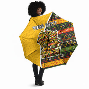 Personalized African 75th Birthday Umbrella Colorful Tribal Geometric Heritage Pattern