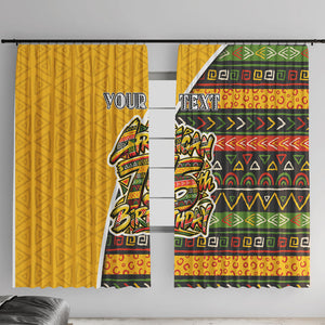 Personalized African 75th Birthday Window Curtain Colorful Tribal Geometric Heritage Pattern