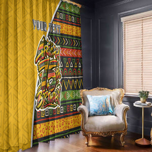 Personalized African 75th Birthday Window Curtain Colorful Tribal Geometric Heritage Pattern