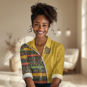 Personalized African 75th Birthday Women Casual Shirt Colorful Tribal Geometric Heritage Pattern