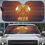 Aker Auto Sun Shade Ancient Egyptian Sunset Gradient, Twin Lion Guardians, and Solar Disc - African Pride