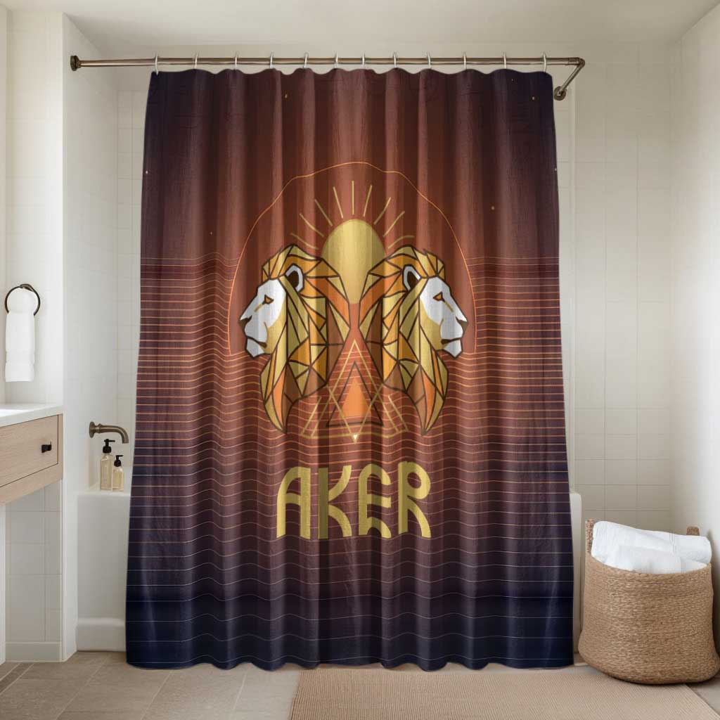 Aker Bathroom Set Ancient Egyptian Sunset Gradient, Twin Lion Guardians, and Solar Disc - African Pride