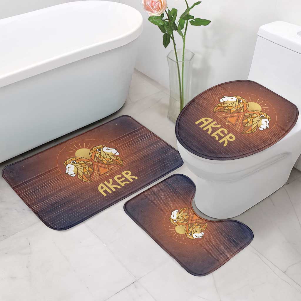 Aker Bathroom Set Ancient Egyptian Sunset Gradient, Twin Lion Guardians, and Solar Disc - African Pride