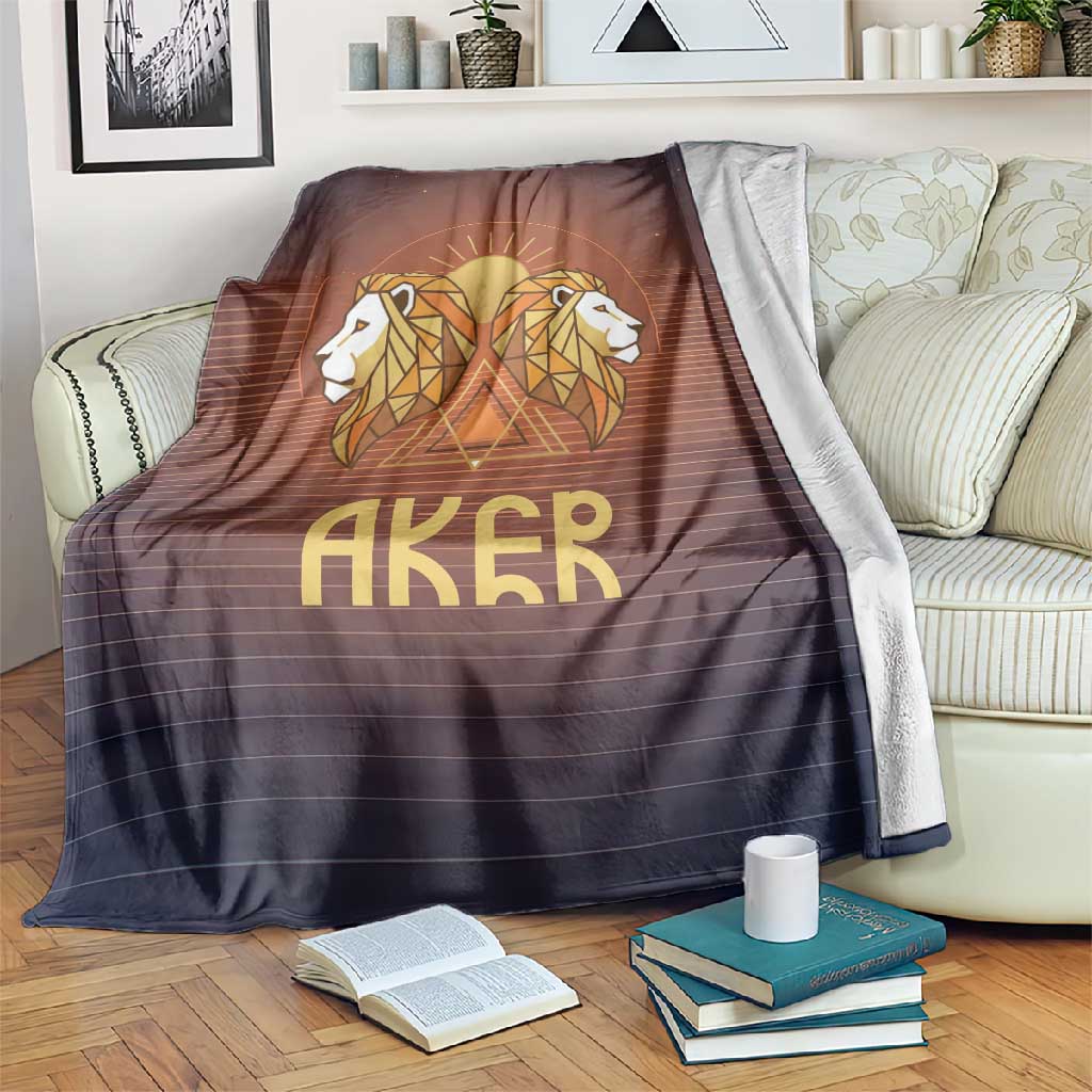 Aker Blanket Ancient Egyptian Sunset Gradient, Twin Lion Guardians, and Solar Disc - African Pride