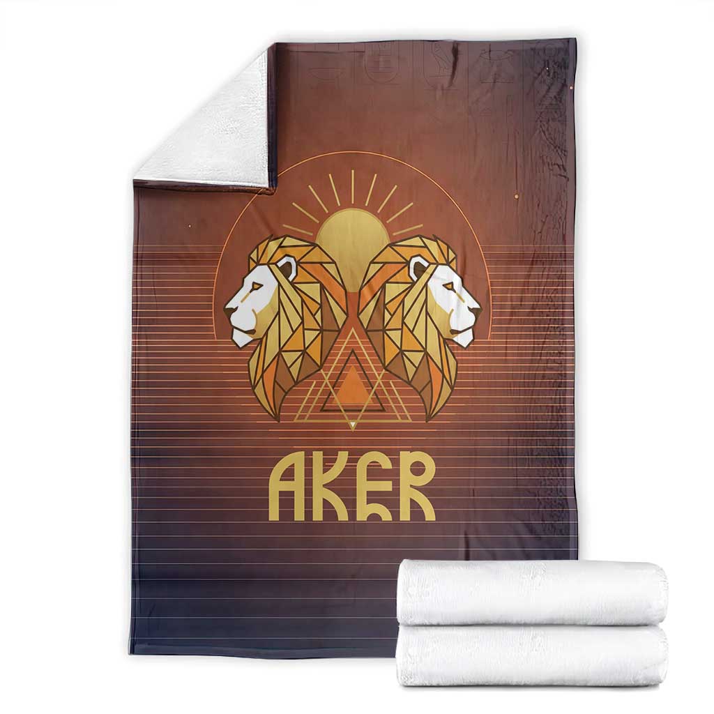 Aker Blanket Ancient Egyptian Sunset Gradient, Twin Lion Guardians, and Solar Disc - African Pride