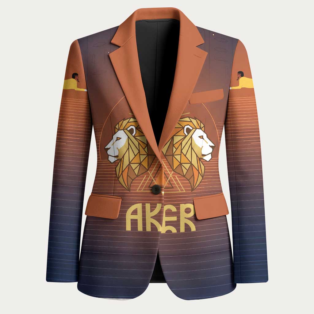 Aker Blazer Ancient Egyptian Sunset Gradient, Twin Lion Guardians, and Solar Disc - African Pride